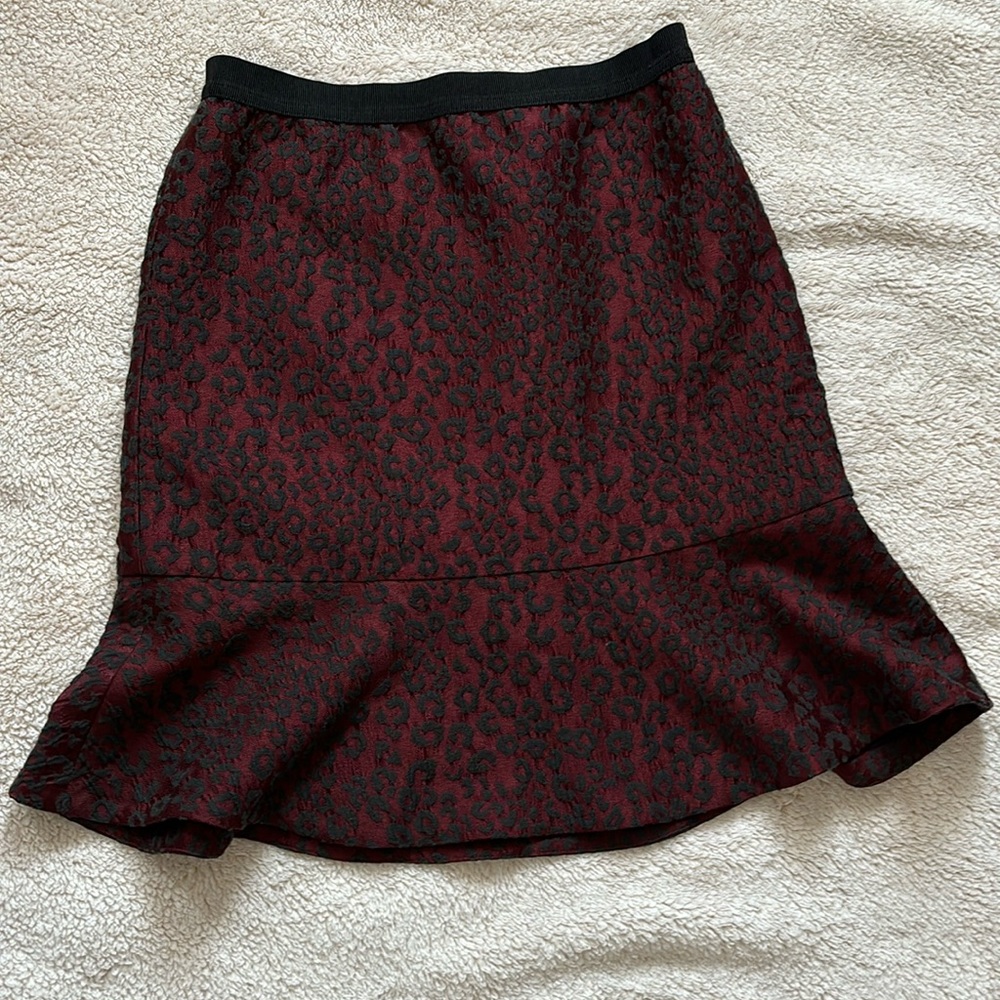 Ann Taylor Vintage Burgundy Black Midi Skirt